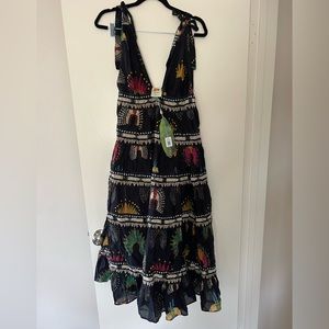 Embroidered black farm rio dress, women’s size small
